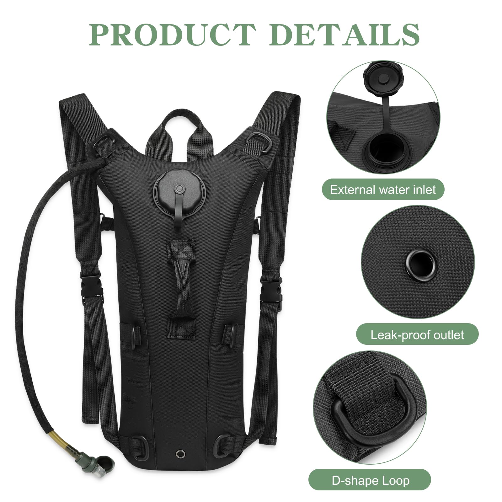 Versatile Hydration Backpack 3L- Lightweight & Durable Water Bladder Bag for Running Hiking, Cycling, Black, UNIQUE - Image 3