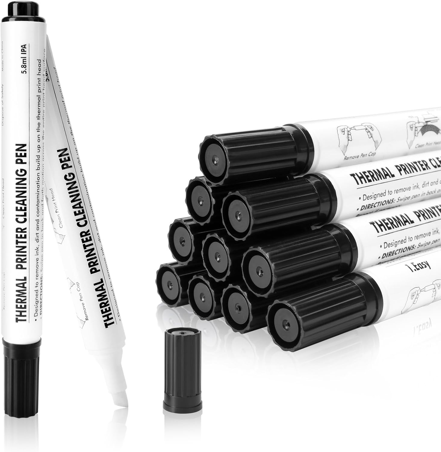 Thermal Printer Cleaning Pen, Universal Thermal Print Head Cleaning Kit for POS & Card Printer, Thermal Receipt (12PCS)