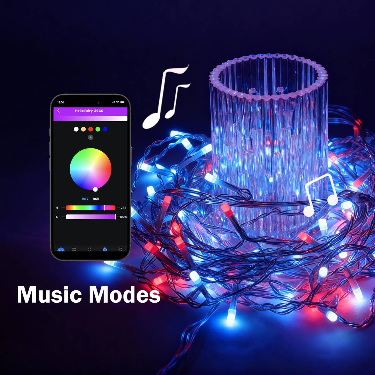 Luci natalizie intelligenti, 1,8 m, 598 LED RGB per esterni, 2 pezzi, app, sincronizzazione musica, timer per casa, vacanze, grondaie, decorazione per feste in giardino