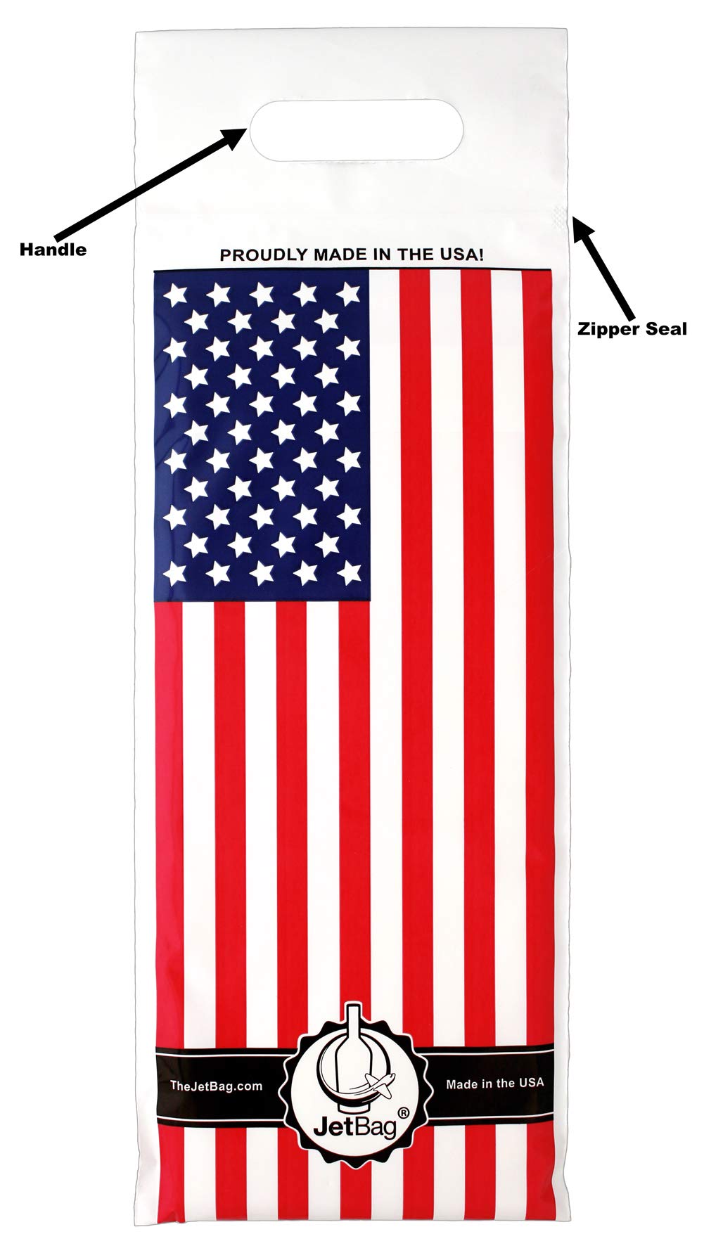 Jet Bag USA Flag - Las bolsas originales absorbentes reutilizables y protectoras para botellas, juego de 3, fabricadas en los Estados Unidos