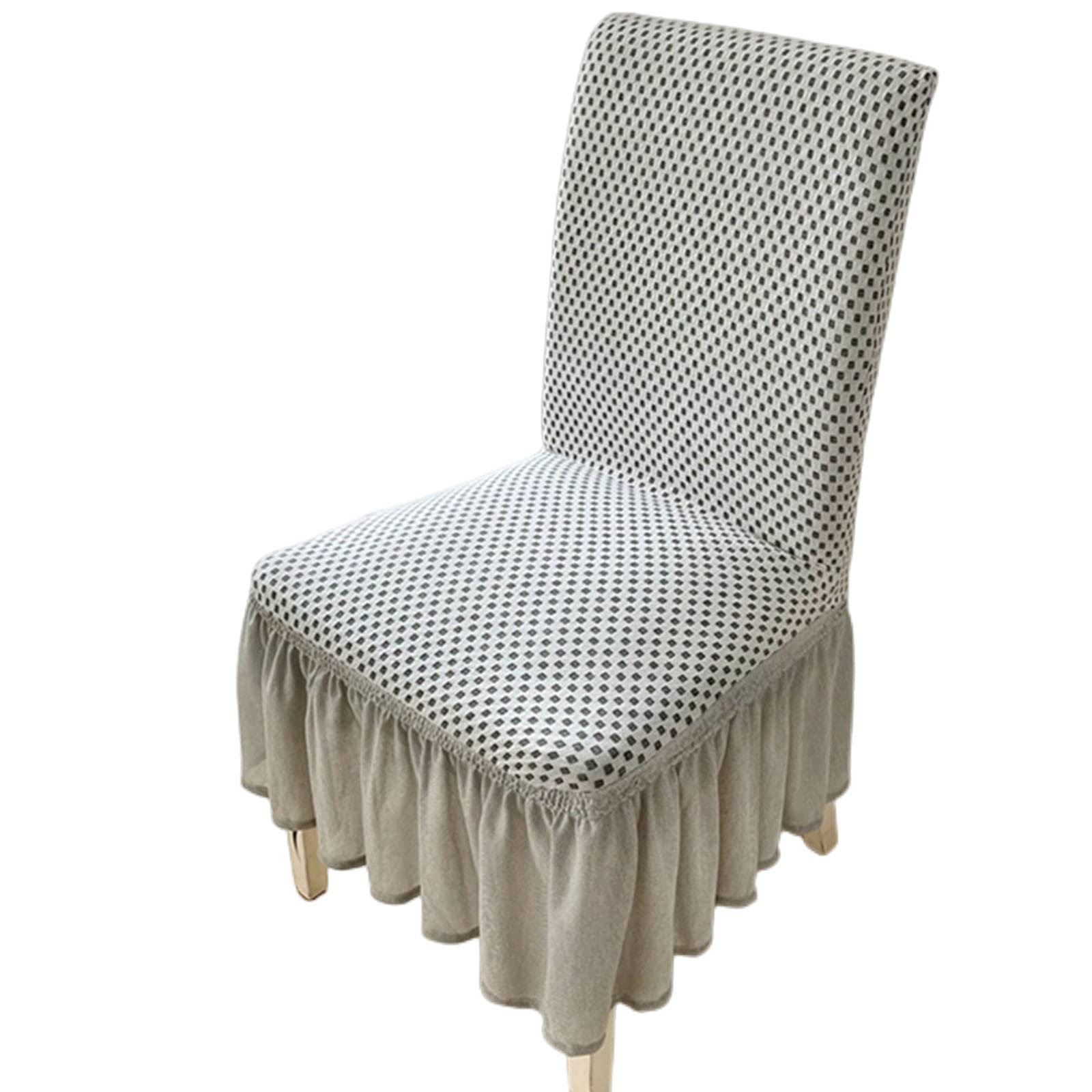 Jacquard elasticizzato con gonna Coprisedie con Schienale Antiscivolo antipolvere Coprisedie con Schienale Rimovibile per la casa del ristorante per banchetti -Bianco-Set of 2