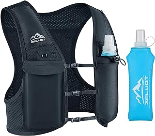 Zelvot Running Vest for Women Men, USA Original Patent, Adjustable Chest Straps Running Hydration Vest with 500ml Soft Fla...