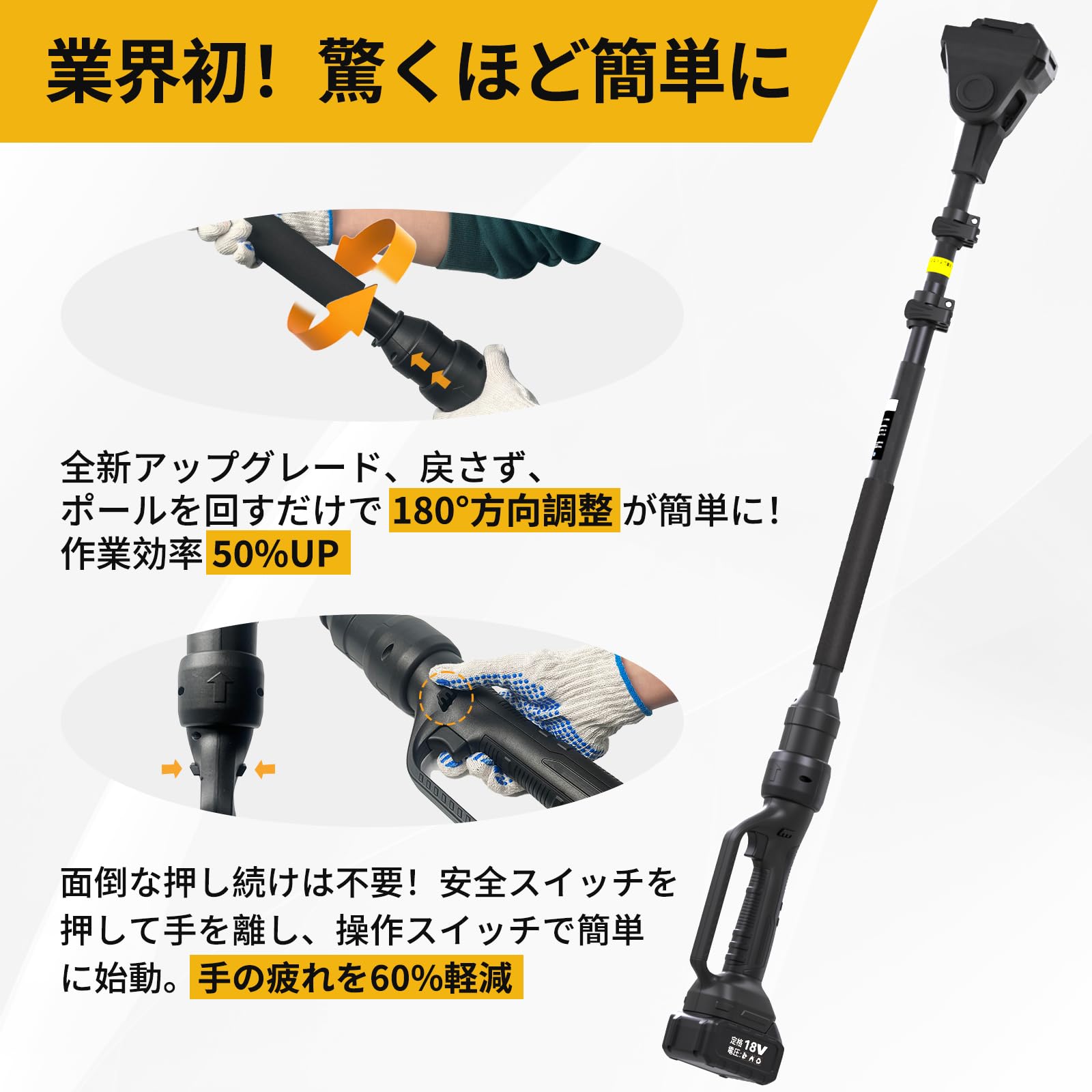 Amazon | 高枝切りバサミ電動チェーンソーヘッジトリマーの延長ポール