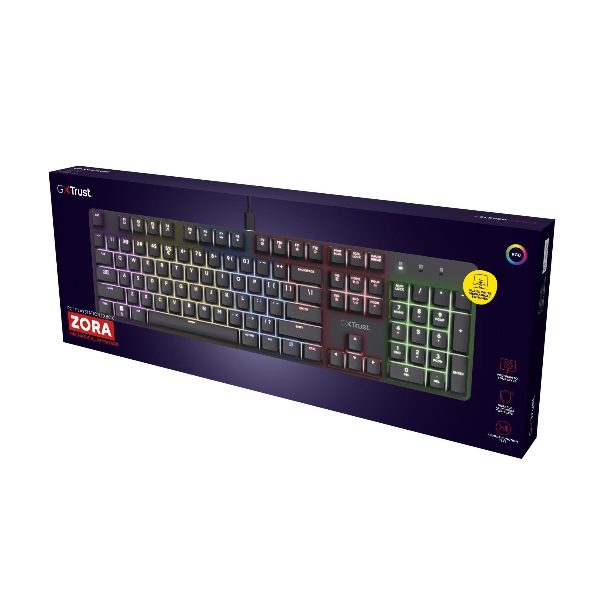 GXTrust 871 Zora Tastiera Meccanica Gaming Layout Italiano QWERTY RGB Retroilluminata Tasti Huano Lineari Anti-Ghosting N-Key Rollover USB Nero