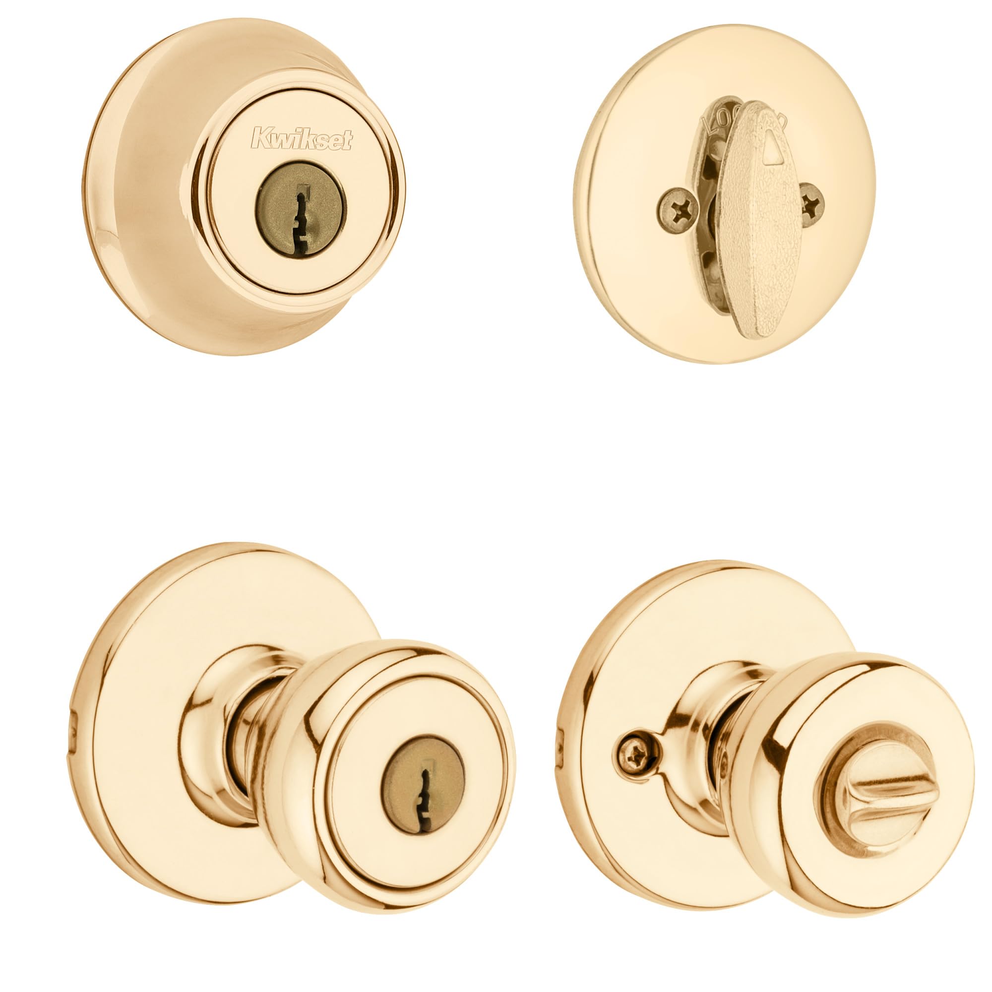 Kwikset 96900-305 - Pomo de entrada con llave de tilo y cilindro único para perno muerto (1 unidad), latón pulido