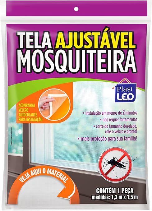 Tela Mosquiteira Ajustável Plast Leo 1,30x1,50m