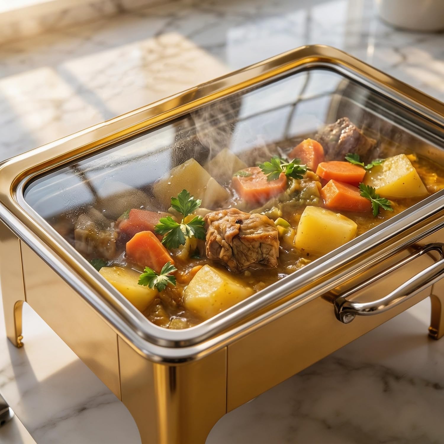 Scaldavivande in acciaio inox 9QT per buffet catering, design elegante, isolamento termico durevole, ideale per eventi e feste