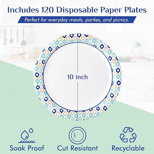 Miniatura 10 de MUCHII Platos de papel desechables de 8.375 pulgadas, 288 platos de papel, platos de papel desechables a prueba de remojo para uso diario, platos de