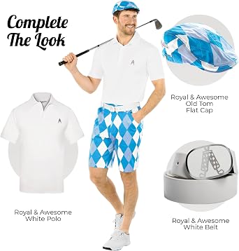 Royal & Awesome Old Tom's Golf Shorts Men, Mens Golf Shorts, Funny Golf Shorts for Men - Golf Tool Included