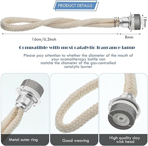 Miniatura 2 de Maitys 2 Pieces Oil Lamp Wick Fragrance Oil Lamp Wick Replacement Air Control Catalytic Burner for Diffuser Aromatherapy Home Decoration, 6.3