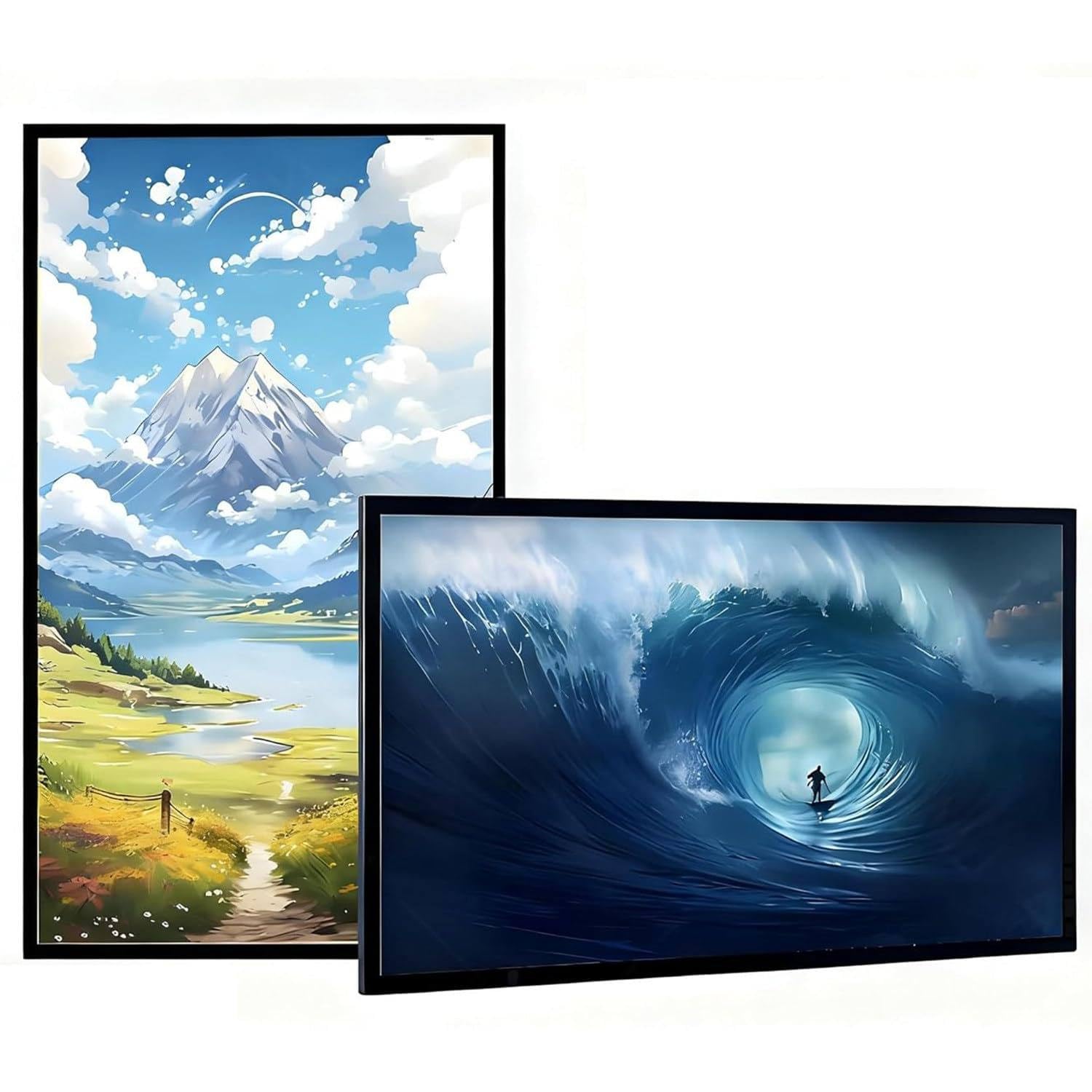 WYBYYDS Digital Signage,LCD Monitor Advertising Screen 1920x 1080 IPS Full HD Screen Wall-Mounted Landscape/Portrait, Supports Picture and Video USB Playback 18.5inch