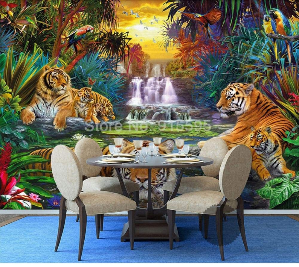 Papier peint mural tigre 3D grand format trompe-l'œil relief pour chambre