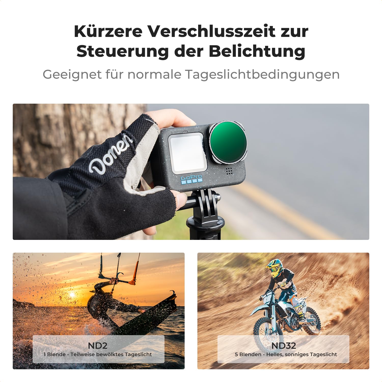 K&F CONCEPT Variable ND2-32 Filter Kompatibel mit GoPro Hero 13 Schwarz, Neutraldichte Zubehör Light Reduction Filter für Go Pro 12/11/10/9 Schwarz, Multicoated HD Optical Glass Action Kamera Zubehör