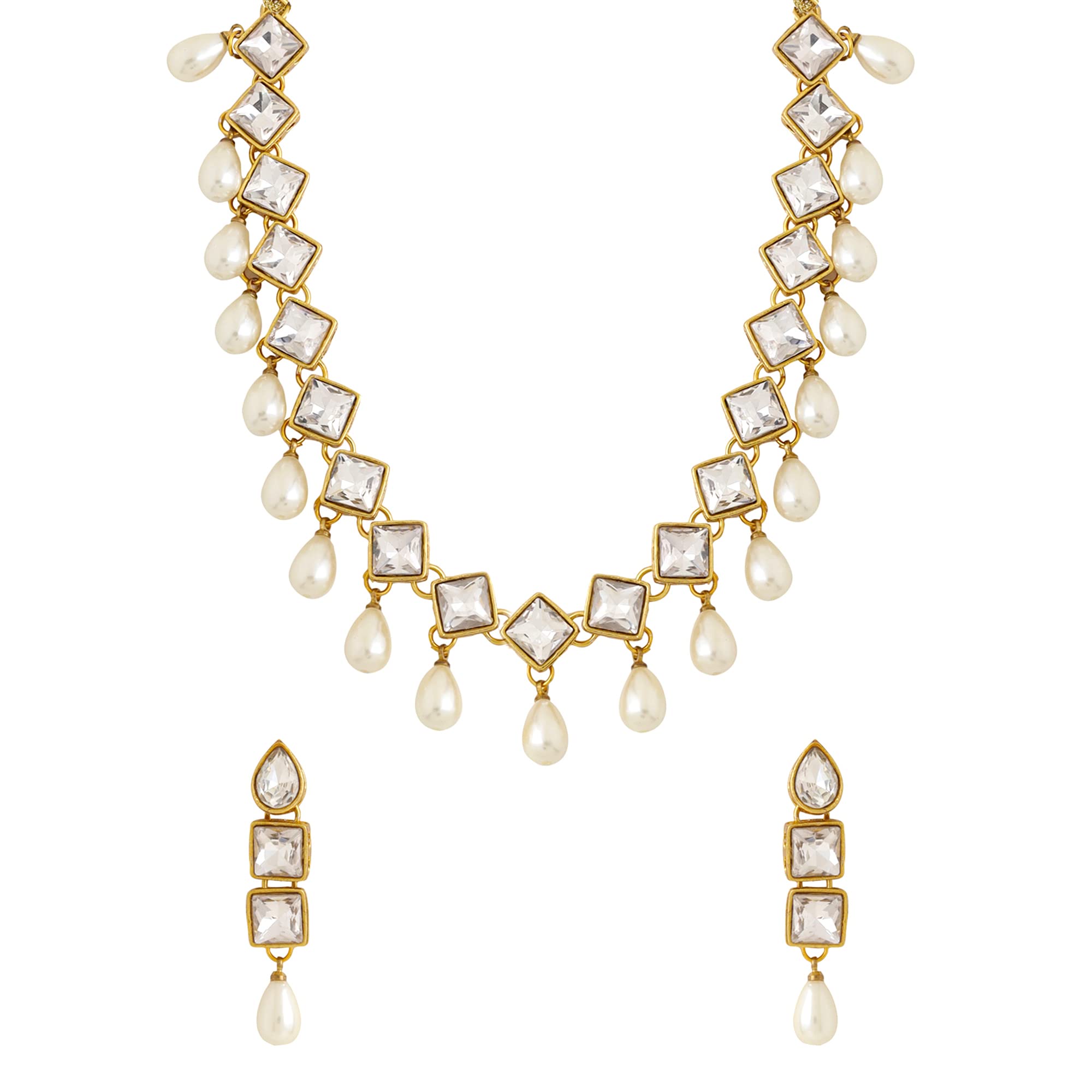 Yellow Chimes Jewellery Set for Women and Girls Kundan Necklace Set Gold Plated Kundan Studded Pearl Drop Choker Necklace Set | Birthday Gift for girls and women Anniversary Gift for Wife (B0C45H3RNH) Amazon Price History, Amazon Price Tracker