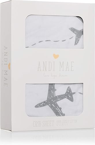 Miniatura 2 de Sábana para cuna  Aviones grises  100% algodón jersey  Se adapta a colchones estándar de cuna o niños pequeños