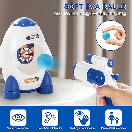 Miniatura 2 de Dekukar Juego de disparos para niños de 3, 4, 5, 6, 7, 8, 9 y 10 años, 2 mini pistolas espaciales y objetivo, 12 bolas de espuma, juguetes de regalo