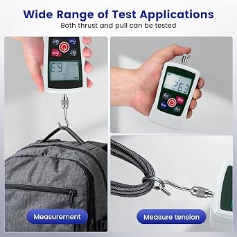 Digital Force Gauge, 50N Digital Pull Tester Dynamometer, 4 Types Unit (N, kg, lb, oz) Real-Time/Peak/First Peak Modes, High-Precision Pressure Push-Pull Meter for Quality Control