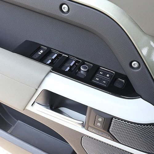 Miniatura 4 de CHEYA Cubierta de plástico ABS para interruptor de elevación de ventana interior de automóvil para Land Rover Defender 110 2020 (negro brillante)
