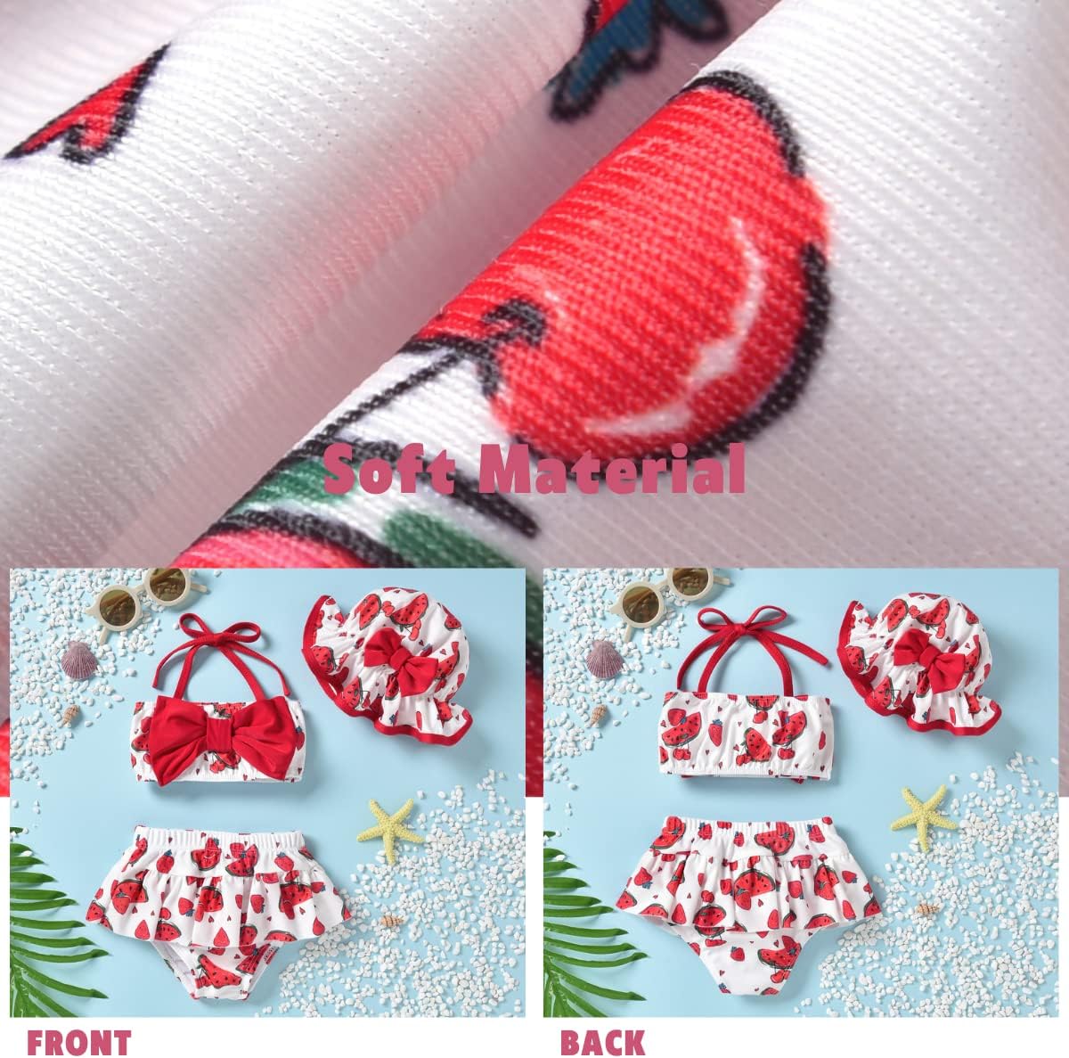 Aalizzwell Baby Girl 2-Piece Bikini Swimsuit with Hat - Image 5