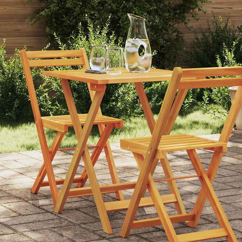 Stół ogrodowy z litego drewna akacjowego, 60 x 60 x 72 cm, składany, na taras, balkon, do ogrodu, na patio, werandę, podwórko, kemping i piknik, do jedzenia i grillowania