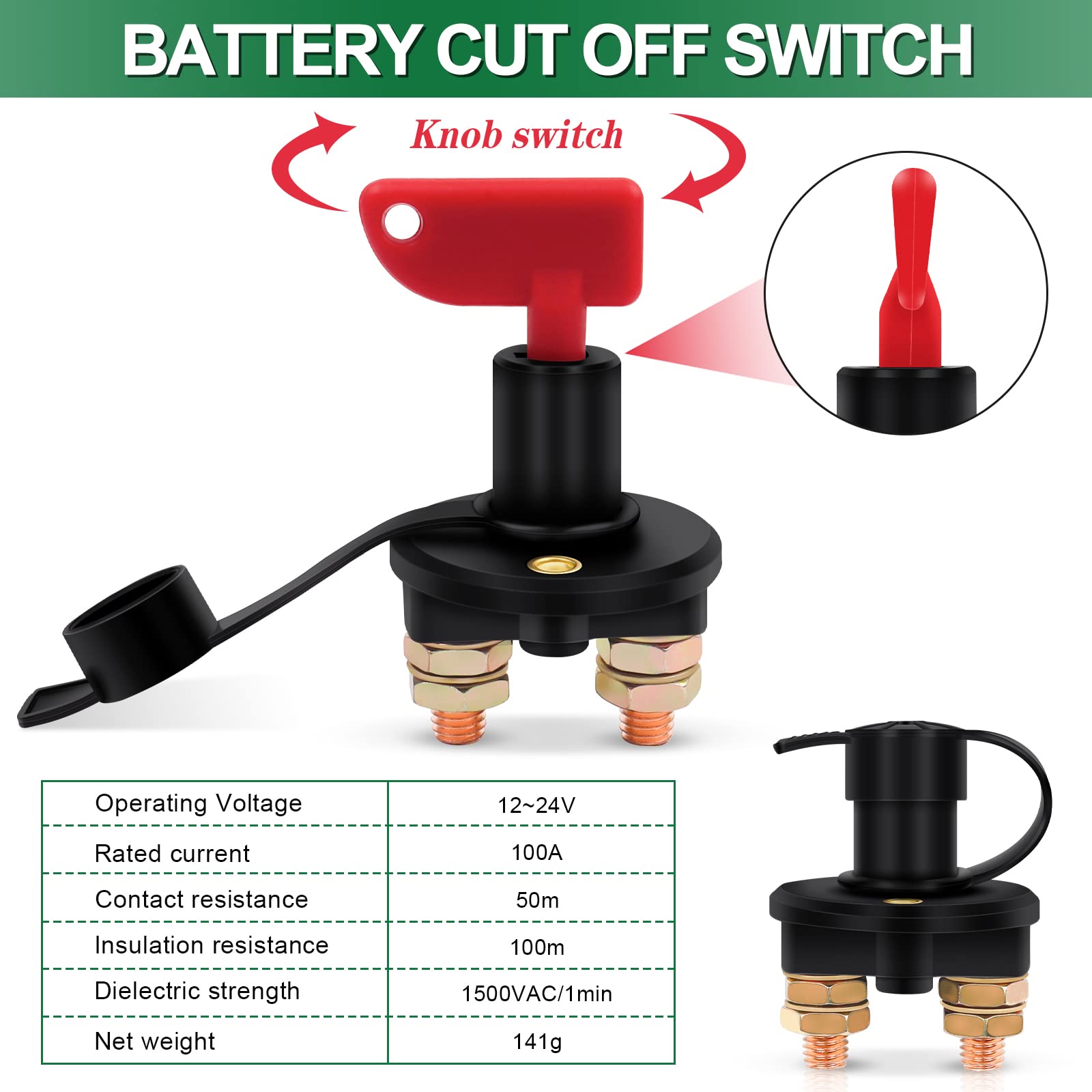 Bolatus 2 Piezas Interruptor de apagado de batería de coche 12V / 24V Interruptor de Desconexión de Batería Aislador Coche Barco Moto Camión