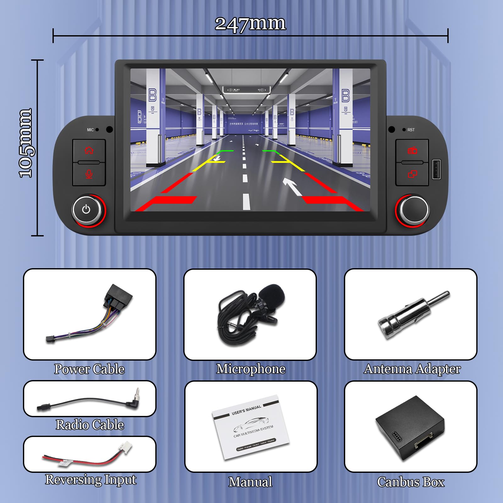Autoradio Linux Fiat Panda (2013-2020) –Avvio in 3-5 secondi | Schermo IPS 7", CarPlay & Android Auto wireless, AM/FM/RDS, DSP, USB, Bluetooth, microfono, comandi al volante – plug & play