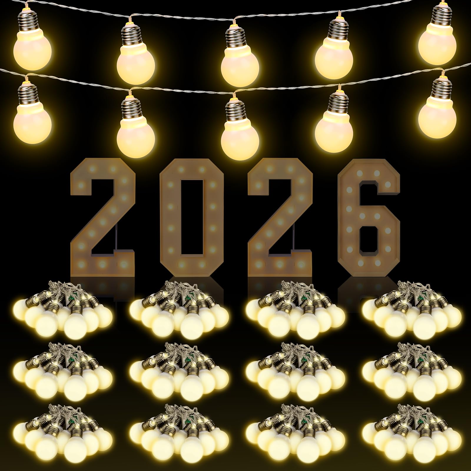 Retisee 12 Pcs Marquee Light String Bulbs13.8 ft Long for Marquee Letters Numbers 3 4 ft Tall Waterproof LED String Light for Indoor Outdoor Wedding Birthday Party Decor
