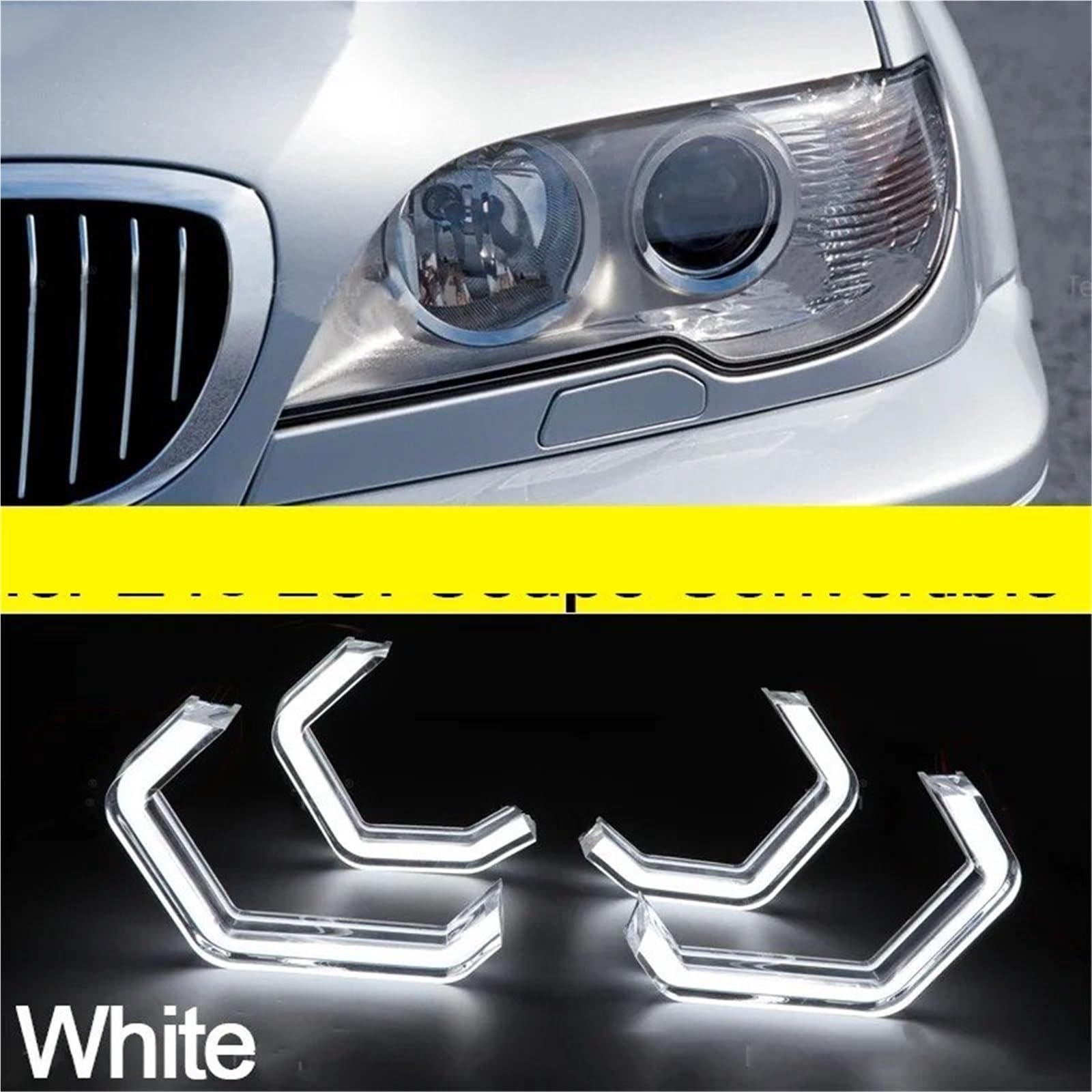 Fari occhio d'angelo Per BMW E46 325ci 330ci Per Convertible Coupé 2004-2006 Anello Giallo Limone Angel Eyes LED Anelli Di Luce Bianca Kit DRL Anelli halo LED