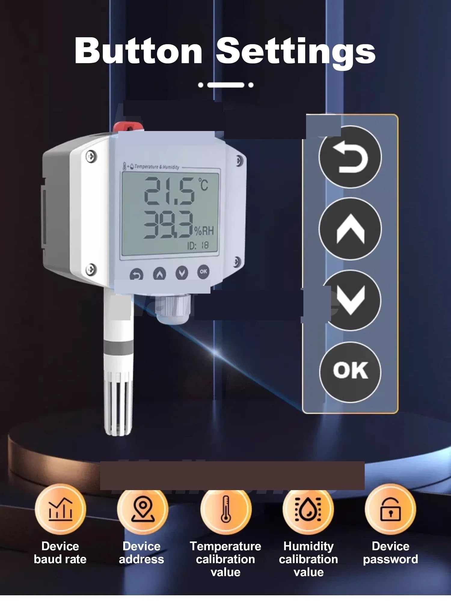 RS485 4-20mA 0-5V 0-10V Zdalny monitor do montażu na ścianie rs485 czujnik przetwornika wilgotności i temperatury(0-10V)