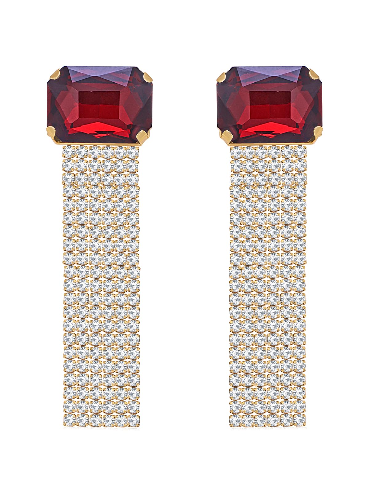 Sukkhi Stylish Gold Plated Maroon Stone Studded Dangle Earrings | Fashion Jewellery for Women (E104797) (B0CKXQM4PG) Amazon Price History, Amazon Price Tracker
