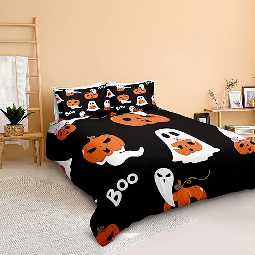 Miniatura 197 de Pumpkin Bedding Halloween Duvet Cover Set Funny Evil Pumpkin Pattern Design Black Halloween Bedding Set Queen 1 Duvet Cover 2 Pillowcases