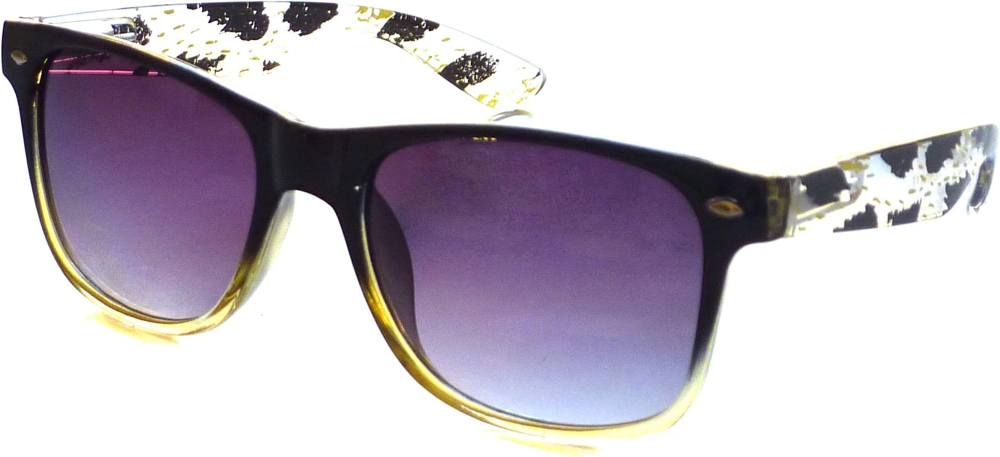 KIDS Children Trendy Black Frame Animal Style Sunglasses CLEAR/YELLOW