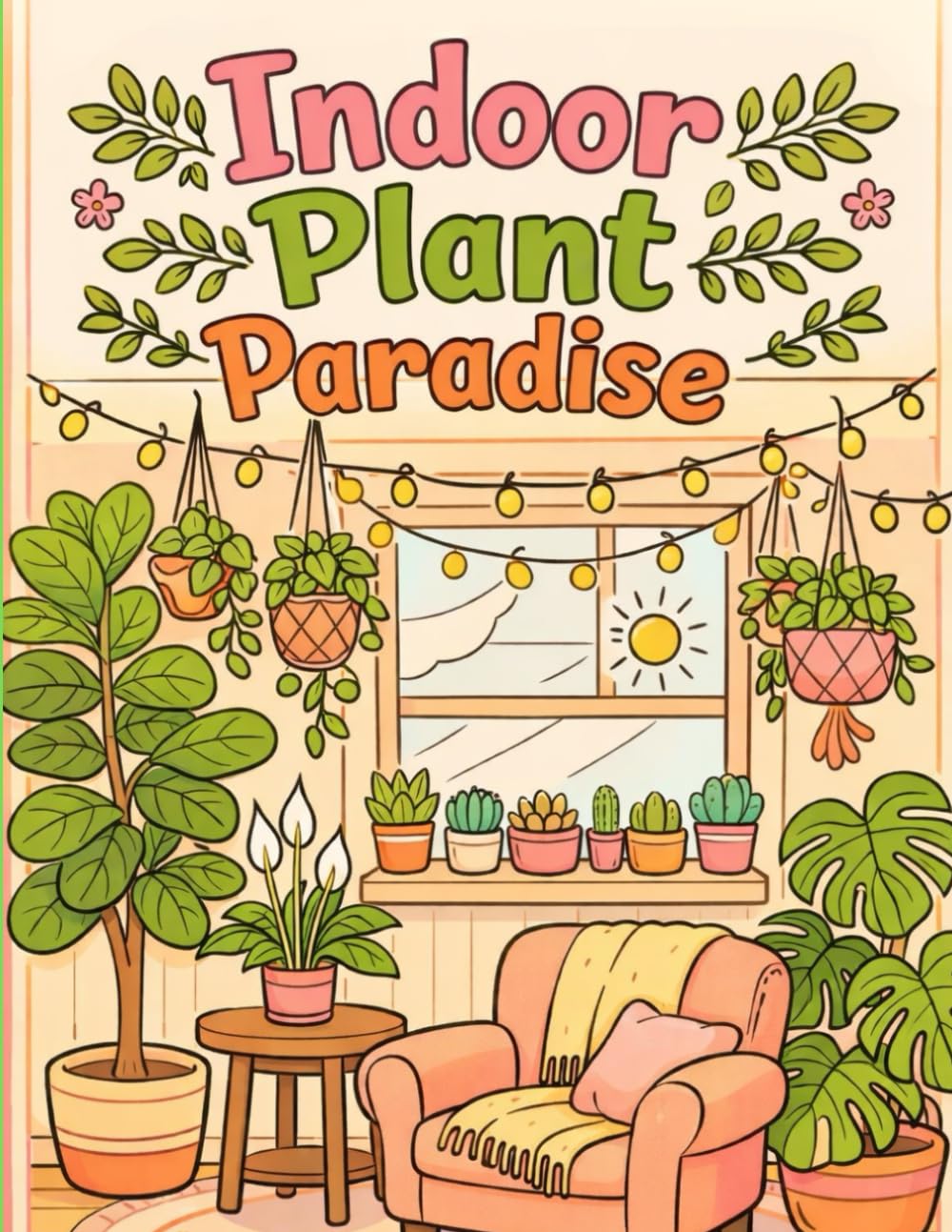 Indoor Plant Paradise: Cozy & Cute Houseplants Coloring Book for Teens & Adults