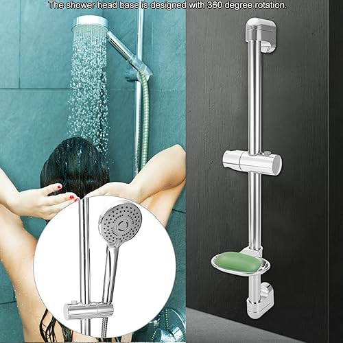 Miniatura 3 de ViaGasaFamido Barra deslizante de ducha de 24 pulgadas, montaje en pared, de acero inoxidable, barra deslizante para baño con soporte de ducha de