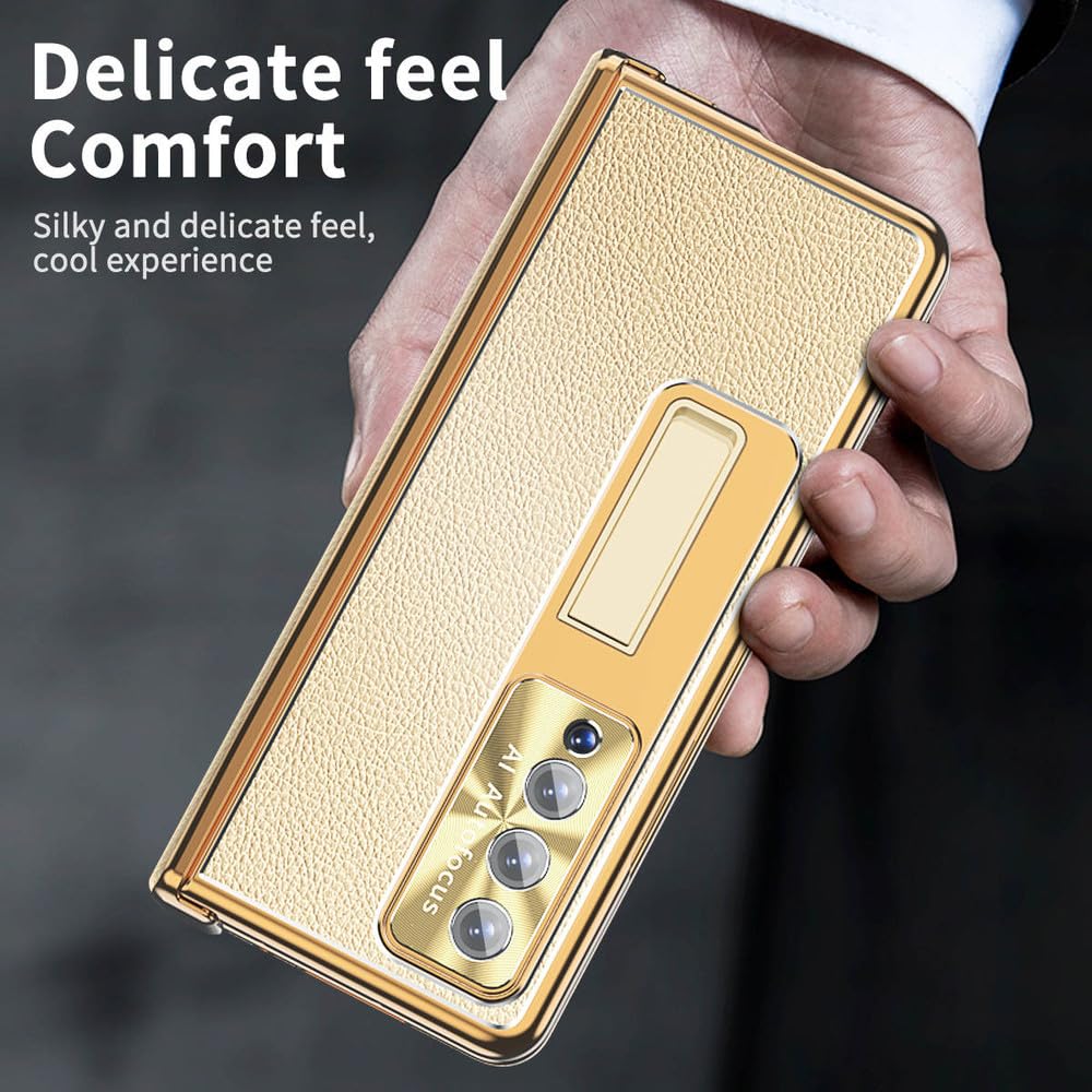 Custodia in pelle con placcatura a penna per Samsung Galaxy Z Fold 5 4 3, protezione per schermo intero, supporto magnetico, colore 4, per Samsung Z Fold 3
