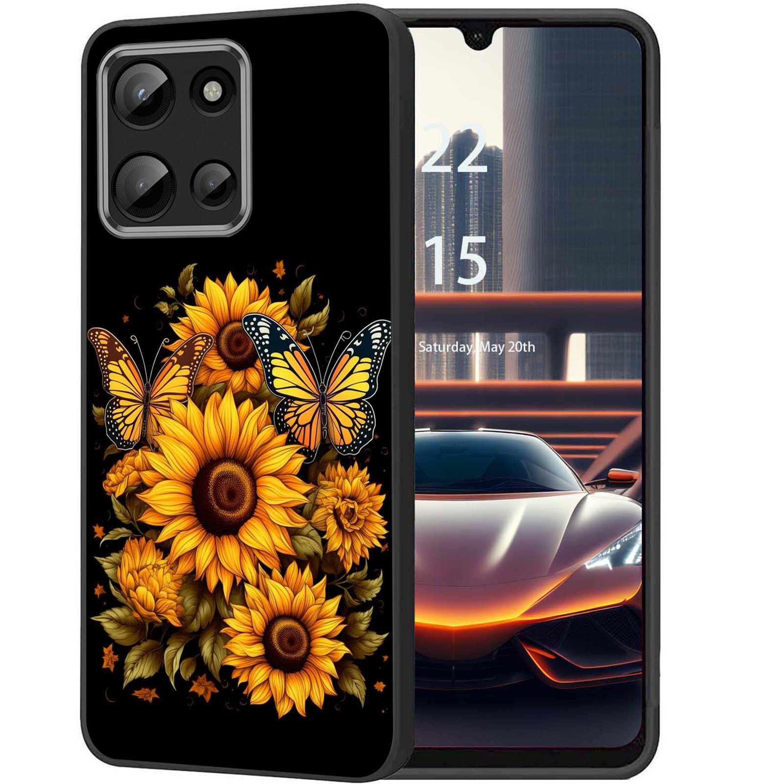 DHEEBFWE for Motorola Moto G Play 2025 Case,Slim Shock-Absorption Anti-Scratch Soft Shell Cover for Motorola Moto G Power 2025 Case,Unique Sunflower