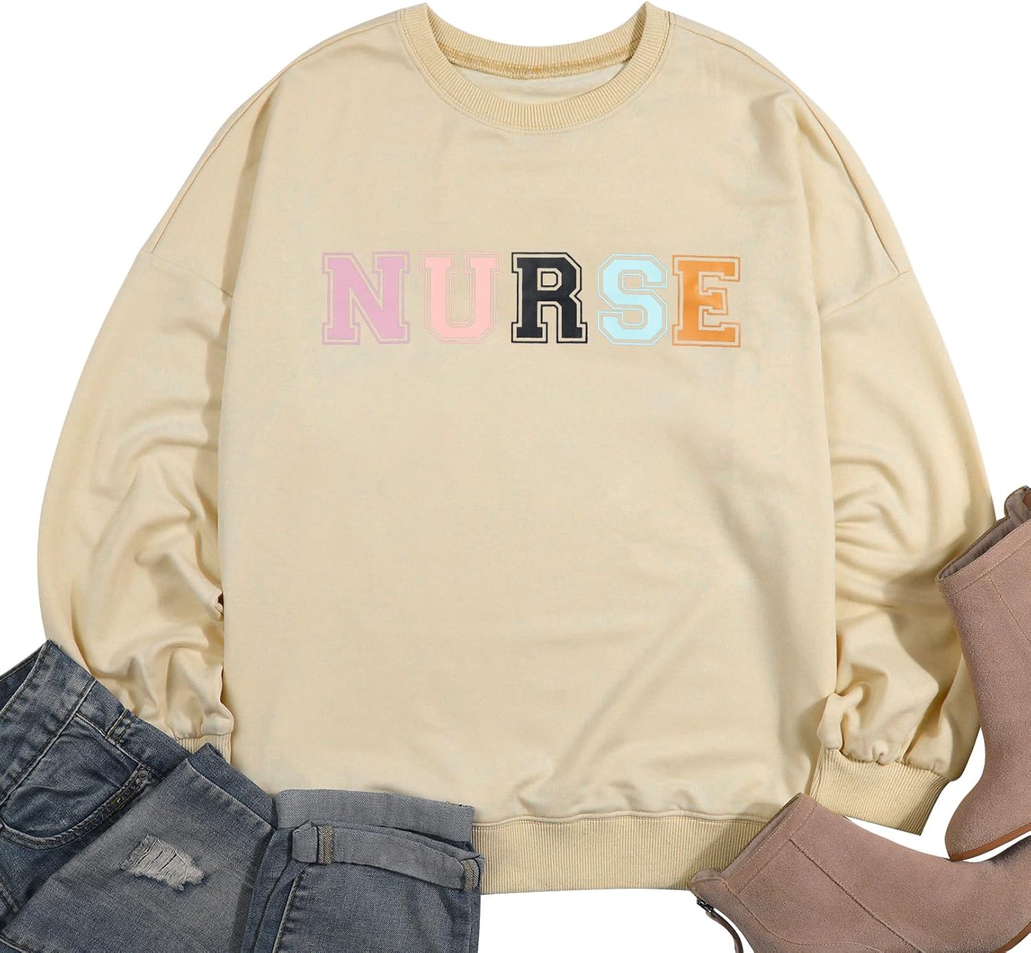 HEBBE Nurses Sweatshirts for Women Nursing Life Oversized Sweatshirt Nurse School Pullover Tops Registered Tee - Image 6