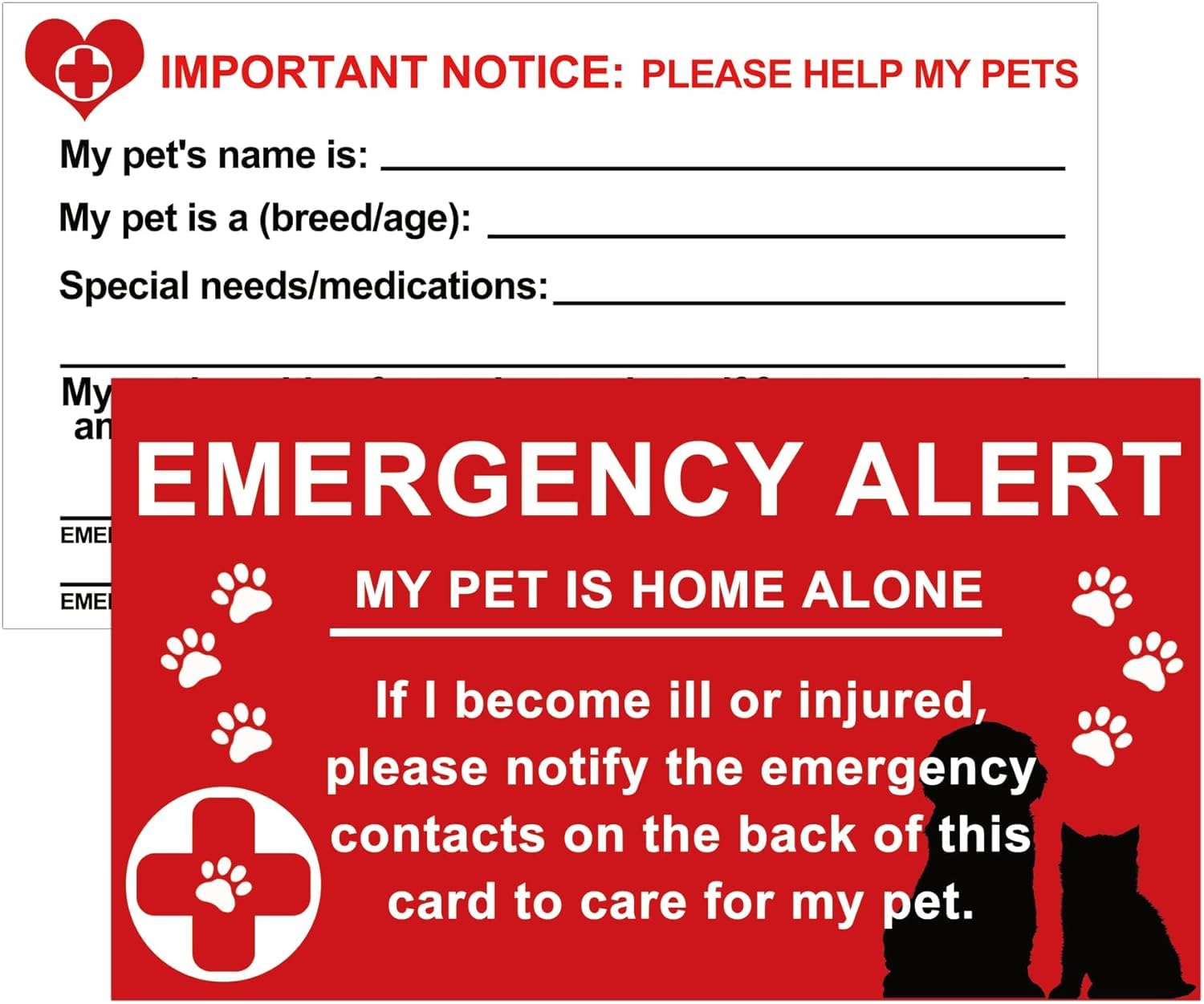 10 Pcs Pet Emergency Alert Card Contact Wallet Card with Contact Call