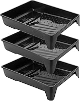 BatesChoice 9 Inch Paint Roller Trays, 3 Pack - Durable Black Plastic with Deep Capacity & Textured Grid for Smooth Painting