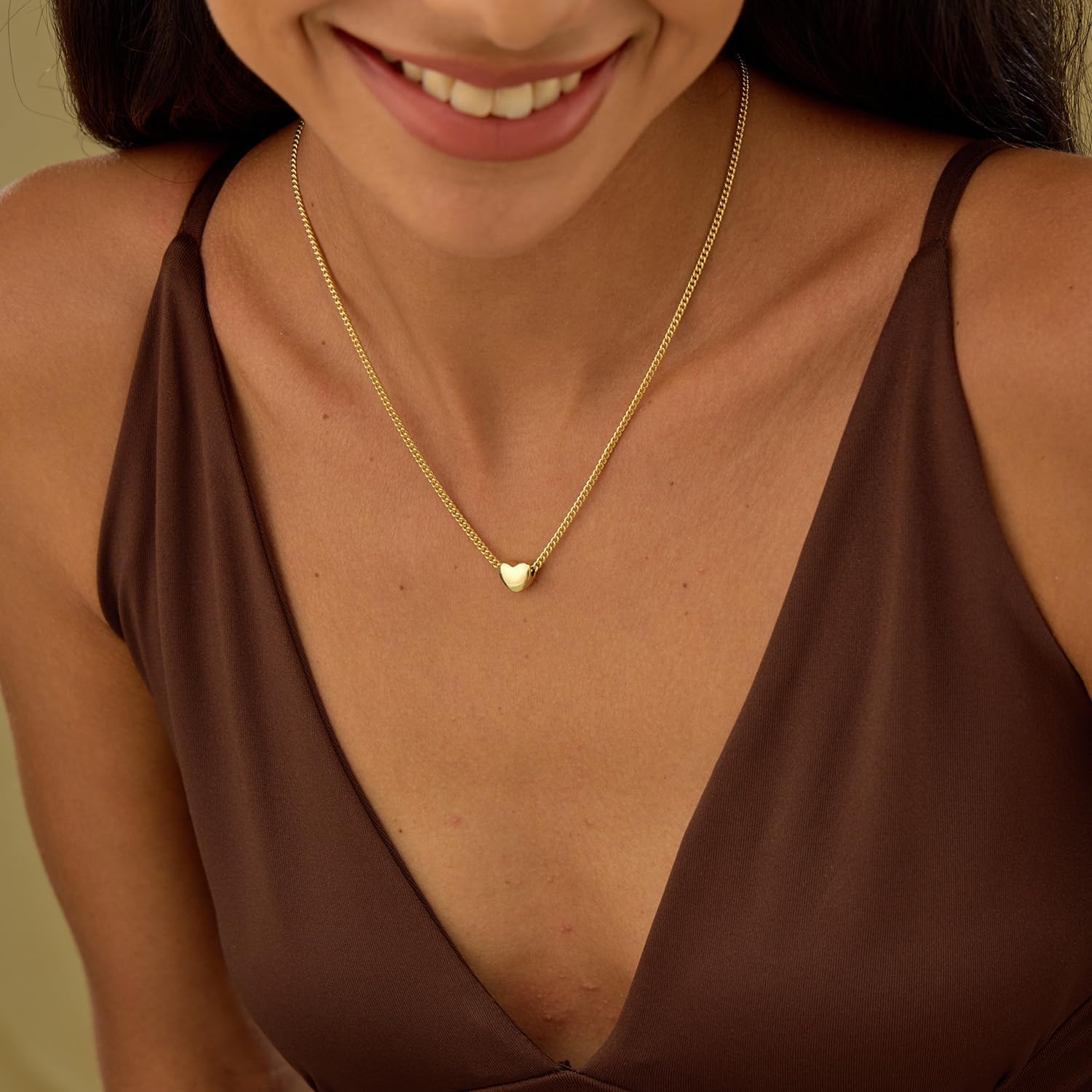 Valentines Gifts Gold Heart Necklace, 14K Gold Plated Heart Pendant Necklace for Women, Dainty Beaded Necklaces Layered Choker Necklaces Fashion Accessories Jewelry Birthday Gifts for Girlfriend - Image 2