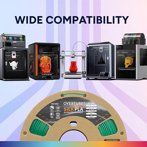 Vista 146 de OVERTURE Filamento de ácido poliláctico de seda, 1/16 de pulgada, acabado bicolor, suave y brillante, carrete 2.2 libras, para joyería de cosplay
