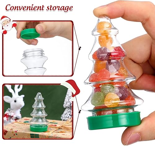 Miniatura 4 de 6 unidades rellenables con forma de árbol de Navidad de plástico transparente adornos de Navidad recipientes de dulces para manualidades, regalos de