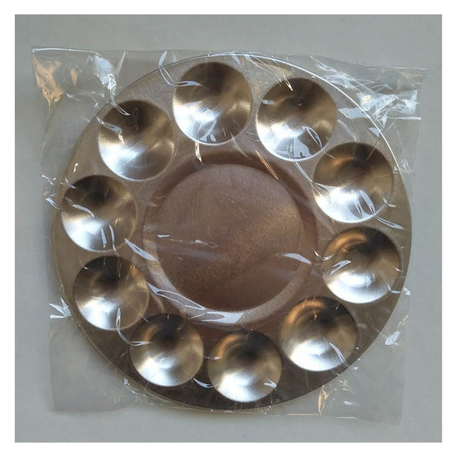 Palety farb 10-otworowa aluminiowa okrągła paleta Farby artystyczne Taca do rysowania Palety kolorów do akwareli olejnej Paleta Paleta palet (Kolor: Srebrny, Rozmiar: Jeden rozmiar) (Sliver Jeden ro