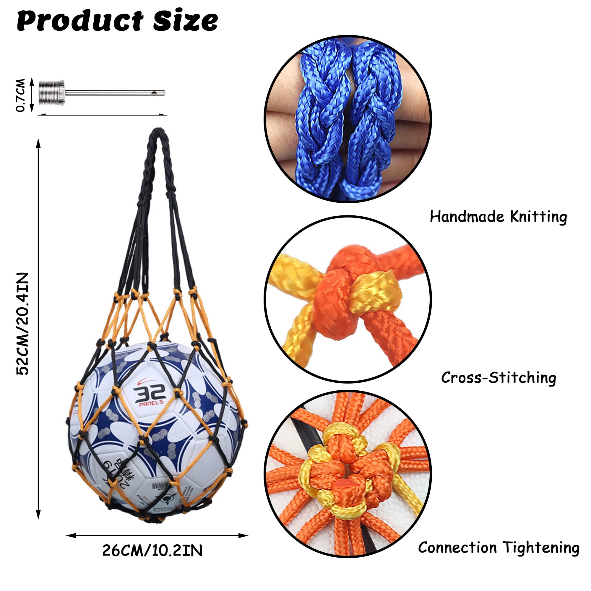 Bolsa para Balón Red para Balones de Fútbol con 2 Agujas Plateadas Inflables para Baloncesto Voleibol