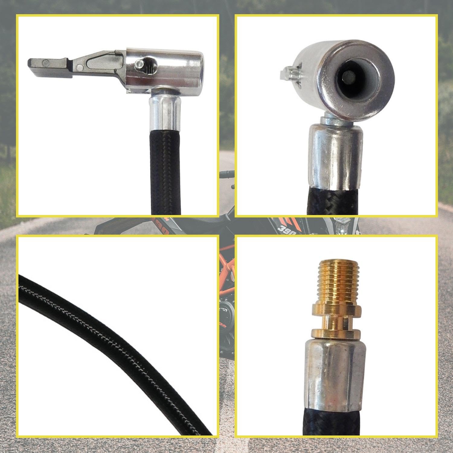 Tubo Gonfiabile Da 1 -Parte E 3 Pezzi Di Ugelli Di Aria In Metallo, Strumenti Di Estensione Dell'Ugello Della Valvola, Tubo Di Flazione Dei Pneumatici, Accessori Per Pneumatici.