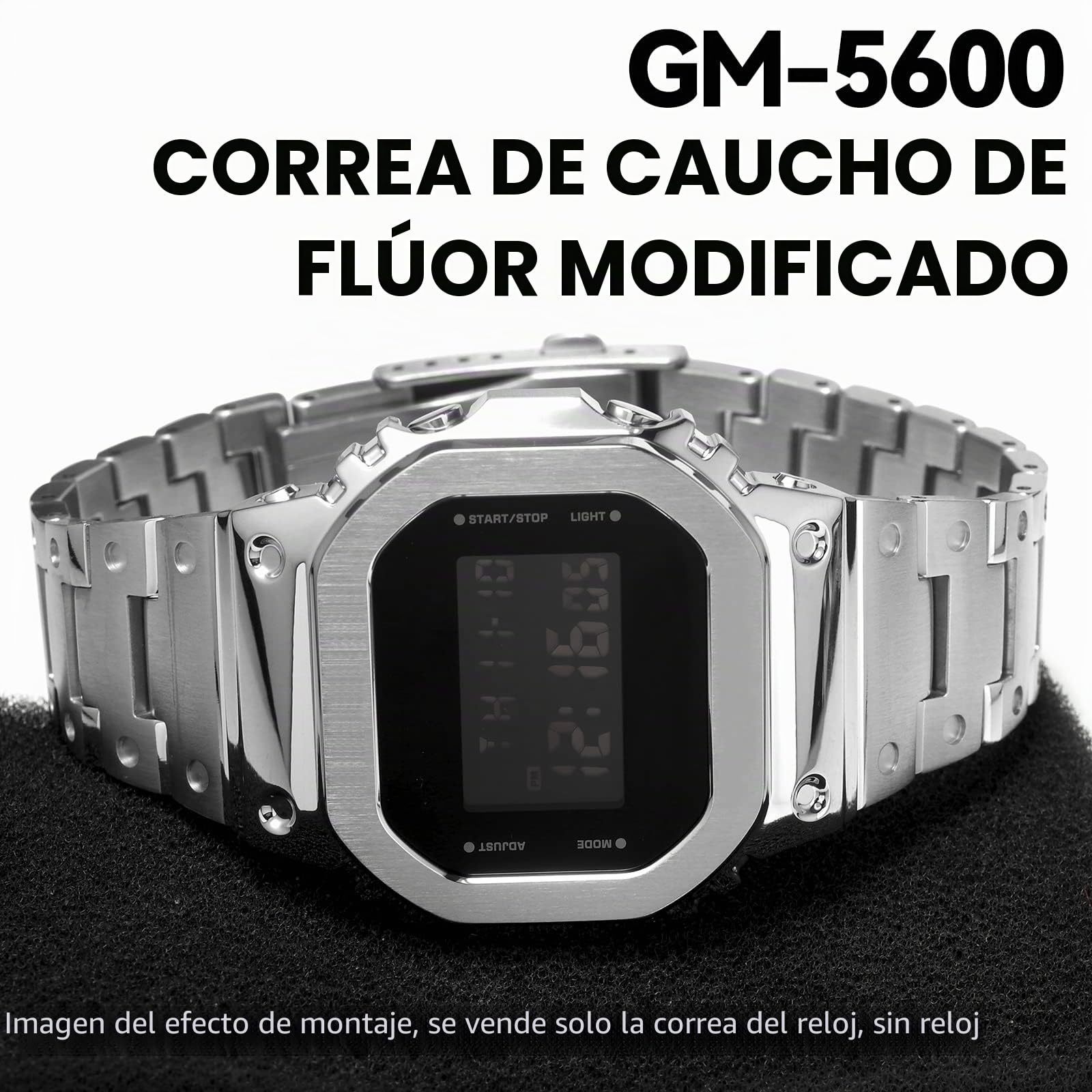 Correa de Reloj de Metal Compatible con GM-5600, Pulsera para Hombre Compatible con G-SHOCK GM5600B de Acero Inoxidable de Liberación Rápida
