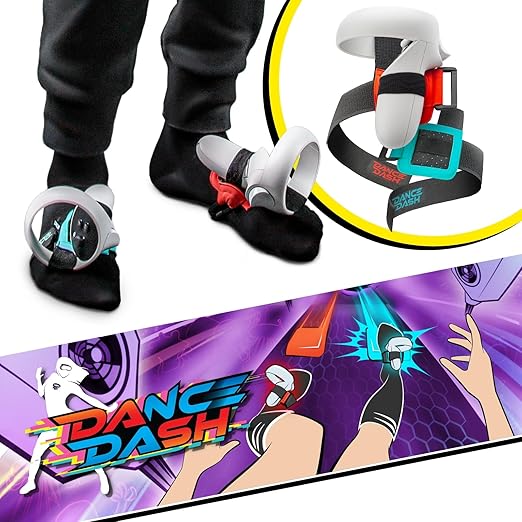 Rebuff Reality Trackstraps for Meta Quest 2 Controller + Dance Dash Game Demo Card, Compatible with Meta Quest 2, Pro, Rift S, Full Body Immersion VR Accessory for Rezzil, Final Soccer, Feet Saber