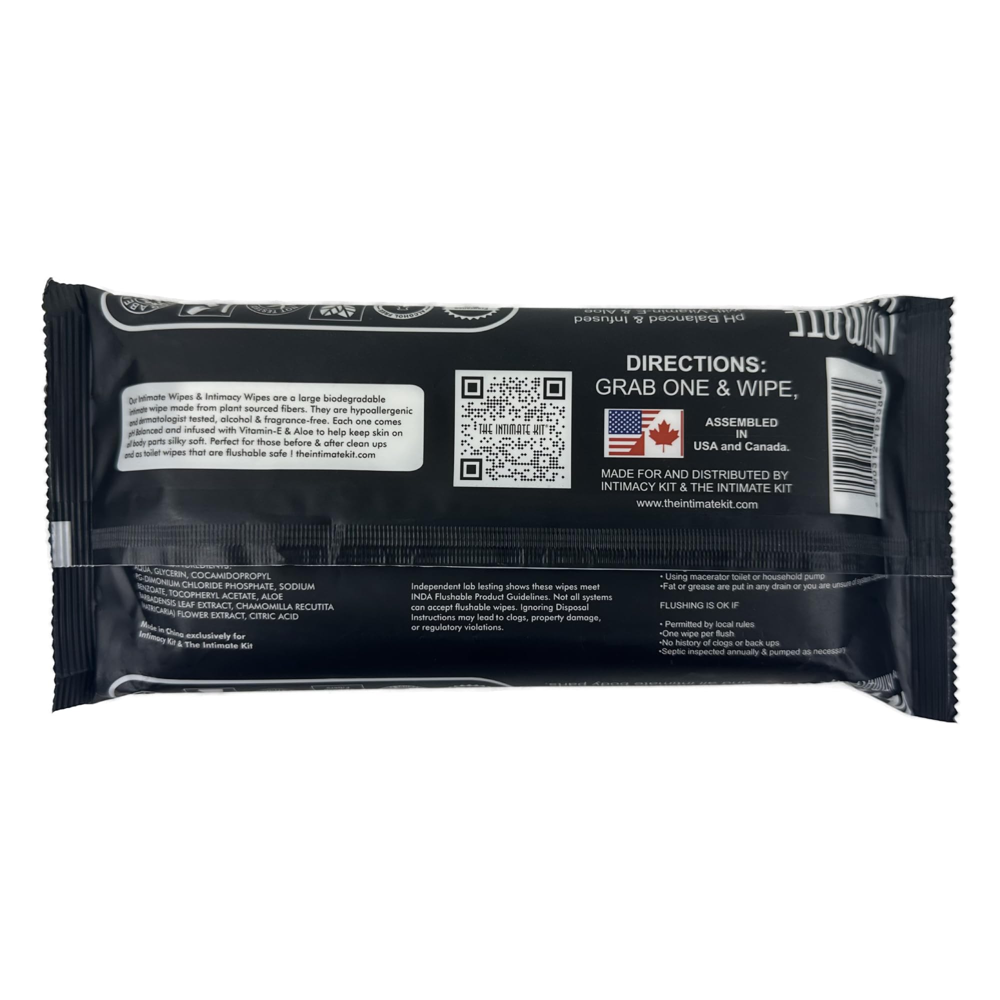 INTIMATE WIPES™ by INTIMACY KIT®, 48 Large Hygiene Wipes, pH Balanced, Hypoallergenic, Fragrance Free, infused with Vitamin-E, Chamomile & Aloe Vera, for Intimate Parts, Body & Face