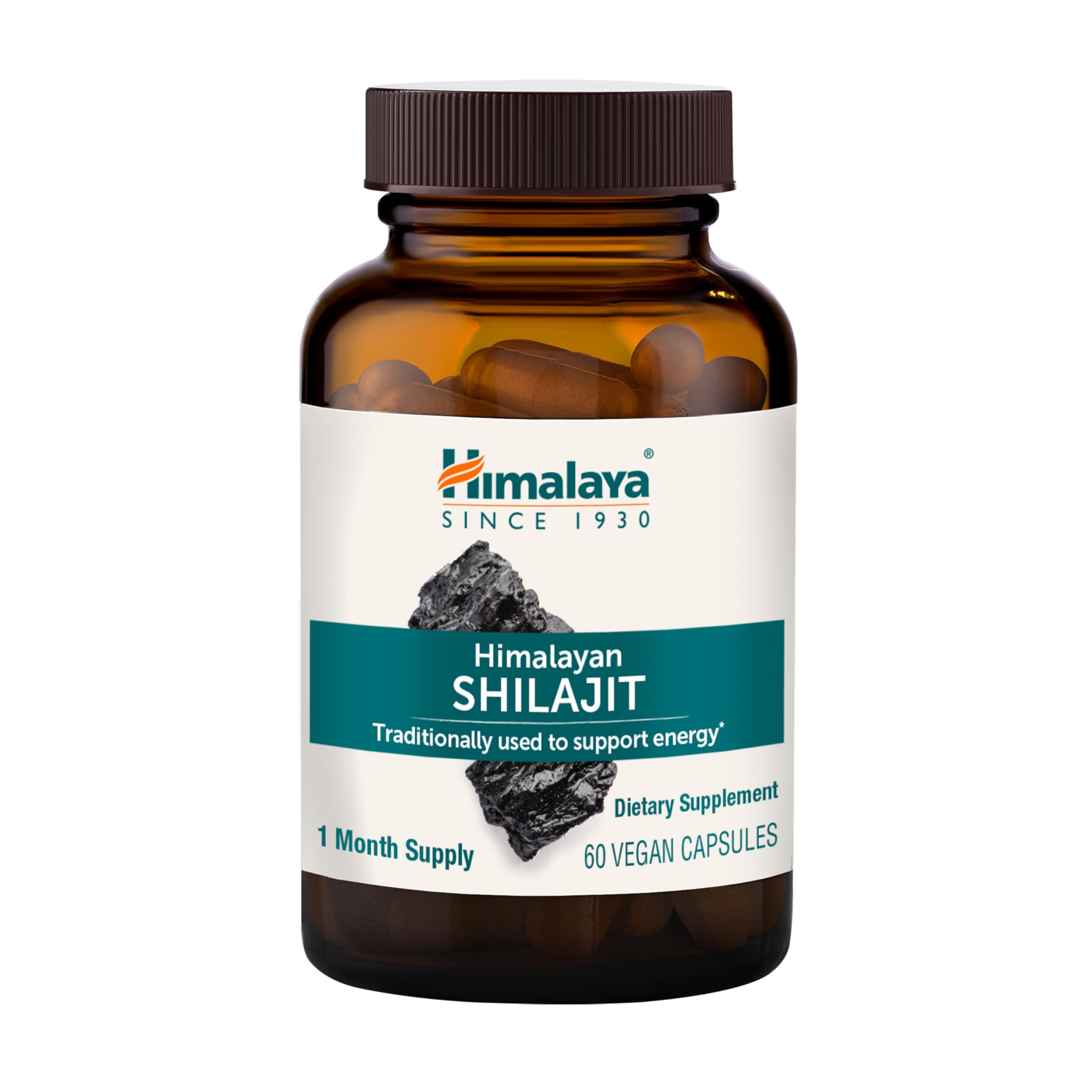 Himalaya Shilajit - Herbal Energy Supplements with Fulvic Acid and Trace Minerals, from Shilajit Resin, Vegan, Non-GMO, Gluten Free, 250 mg, 60 Capsules