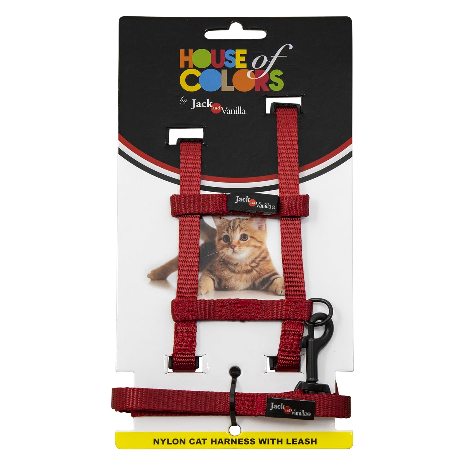 JACK AND VANILLA, Ergonomic Cat Harness with Red Lead, Adjustable, Durable Nylon, Optimal Comfort, Safety When Walking